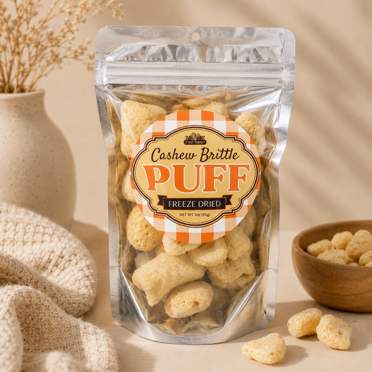 Cashew Pecan Brittle Puff Snack | Build a Gift Box
