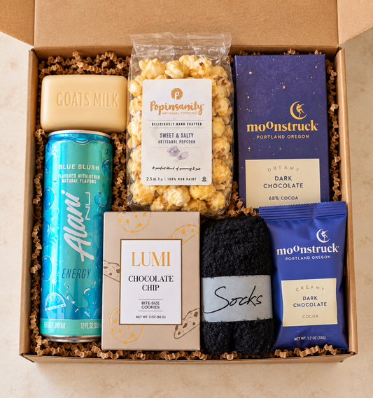 Men’s Gift Box | Snacks, Cozy Socks & Self Care Gift for Him