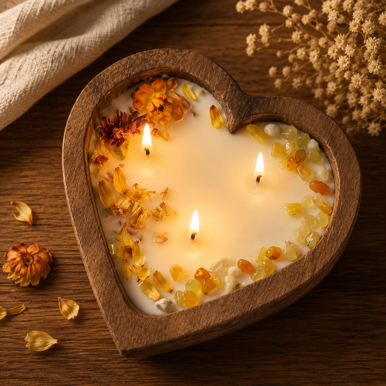 Bright Orange Blossom Heart Soy Candle | Build a Gift Box