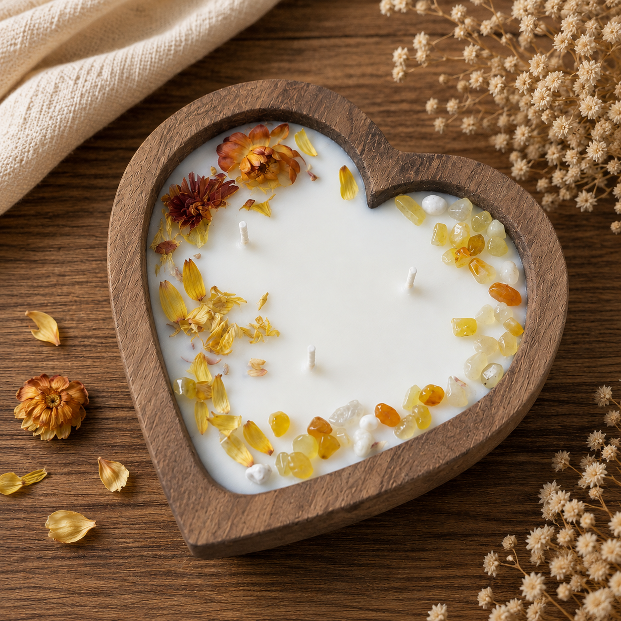 Bright Orange Blossom Heart Soy Candle | Build a Gift Box